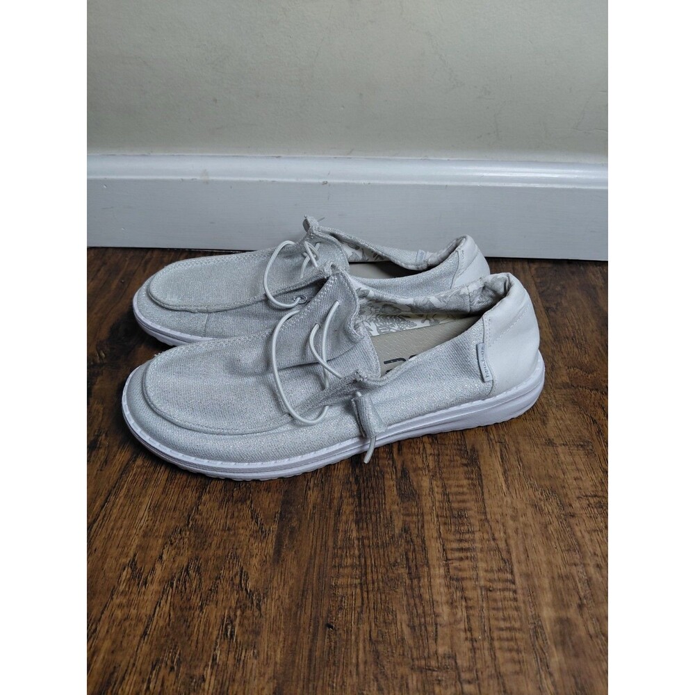 Hey Dude Wendy  Sparkleng White Women Size US 7/EURO 38